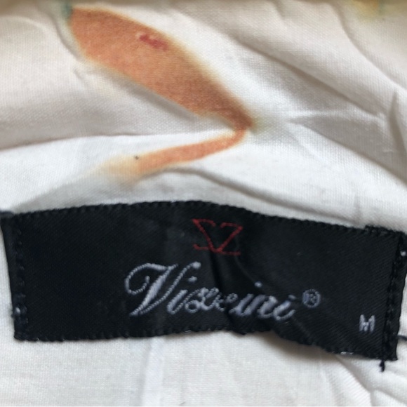 Italian tie-dye crinkle shirt - maize & white w/blue, green, terra cotta print - Picture 13 of 16